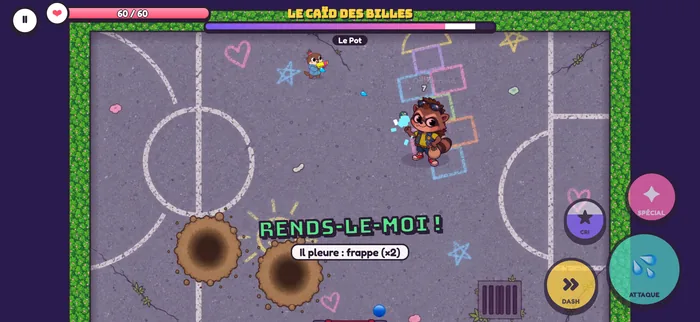 Capture du jeu : combat contre Le Caïd des Billes.