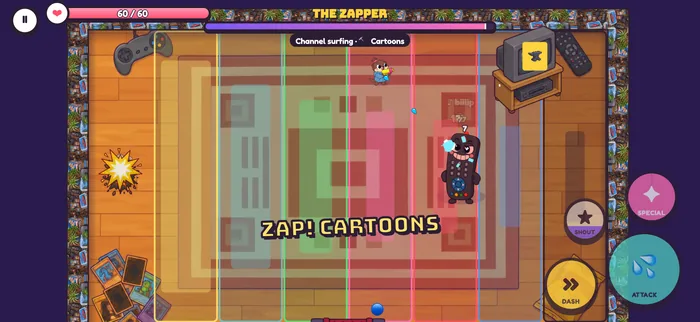 Gameplay screenshot: fighting The Zapper.