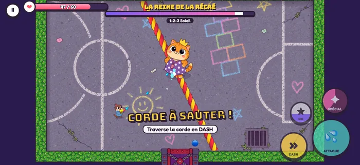 Capture du jeu : combat contre La Reine de la Récré.