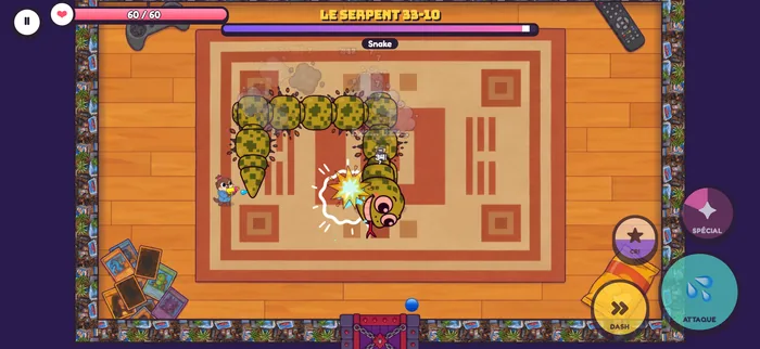 Capture du jeu : combat contre Le Serpent 33-10.